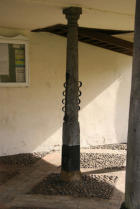 Modern photo of Market Cross central whipping post with arm clamps